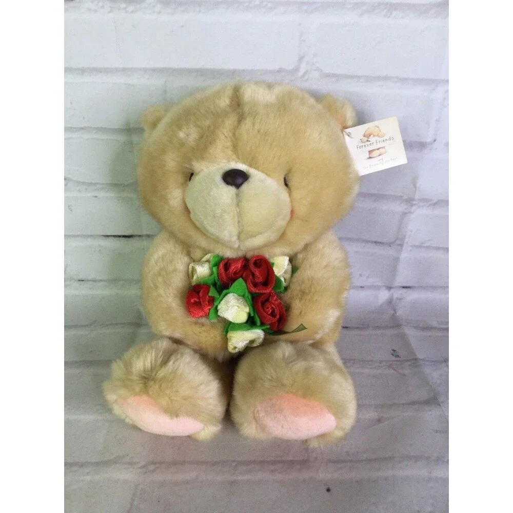 Hallmark Forever Friends Original Cute Bear Holding Roses Plush Stuffed Animal